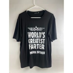 HEQU T-Shirt Men's Size Large Black *WORLD'S GREATEST FARTER I MEAN FATHER*